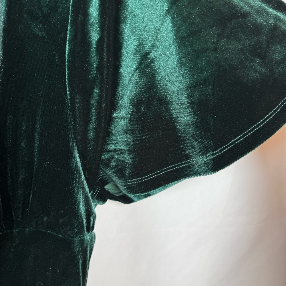Lulus Elegant V-Neck Green Velvet Dress XL - Picture 4 of 15